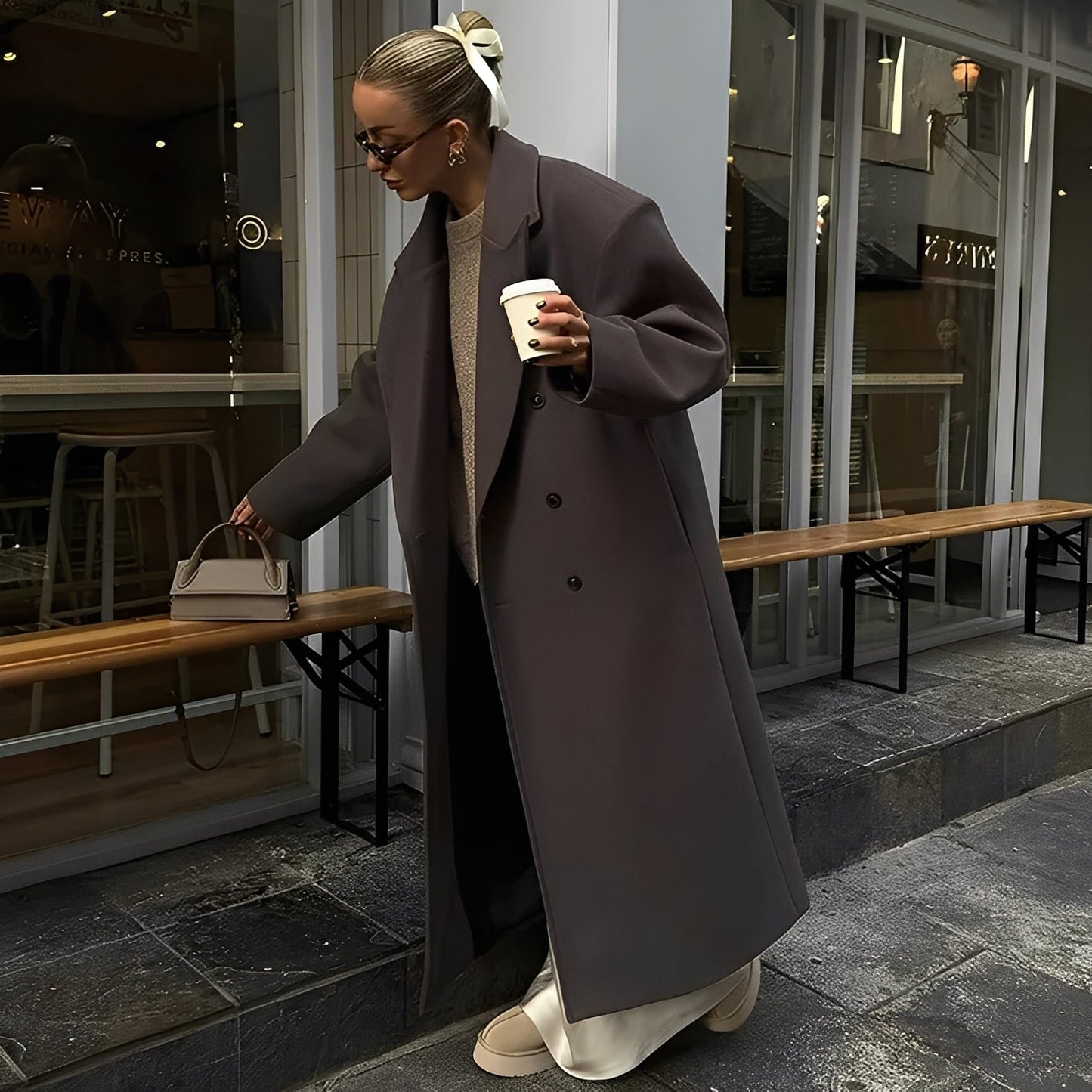 Veronica - Κομψό και χαλαρό μακρύ παλτό για γυναίκες