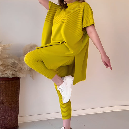 Roxanna - Άνετο χαλαρό γυναικείο πλεκτό σύνολο δύο κομματιών