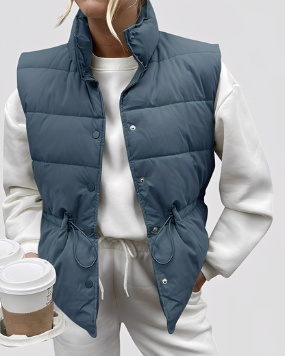 Aimee - Χαλαρό, καπιτονέ γυναικείο μονόκουμπο γιλέκο