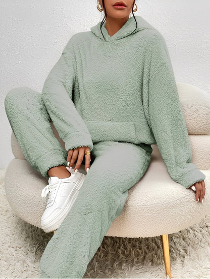 Hailie - Σκέτο, άνετο γυναικείο σετ fleece με κουκούλα