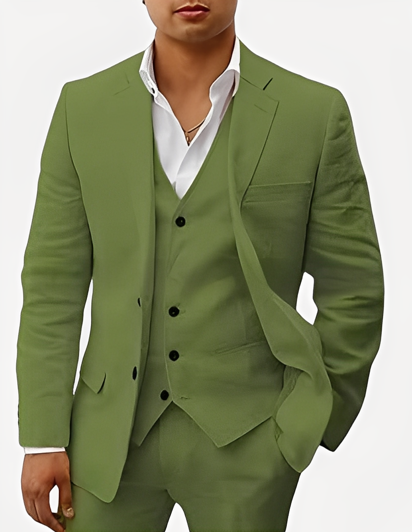 Beckham - Κομψό λινό σετ τριών τεμαχίων για άνδρες