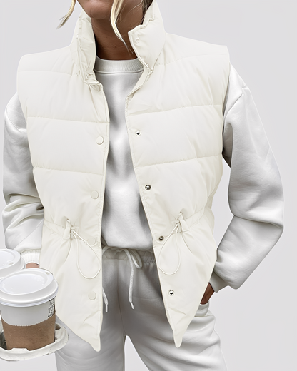 Aimee - Χαλαρό, καπιτονέ γυναικείο μονόκουμπο γιλέκο