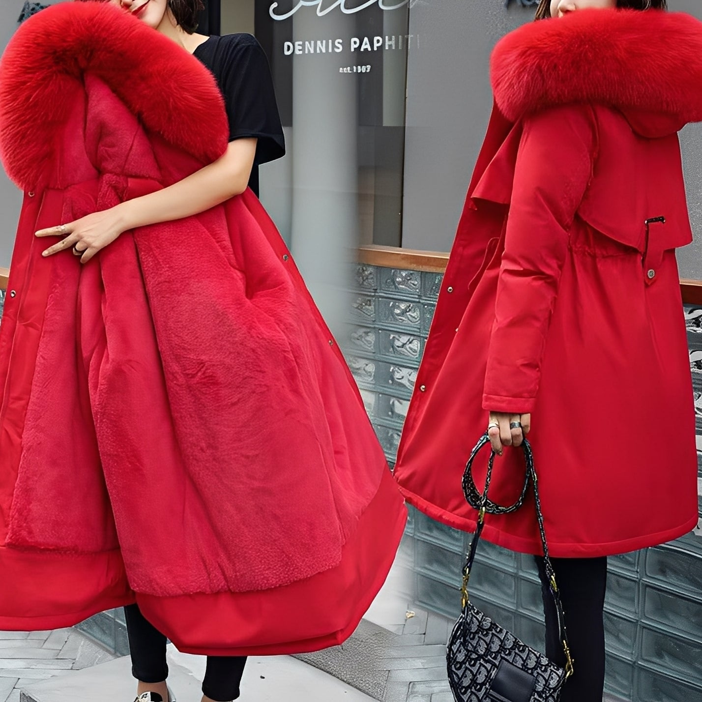 Evette - Μοντέρνος, ζεστός, επενδεδυμένος μανδύας με κουκούλα για γυναίκες