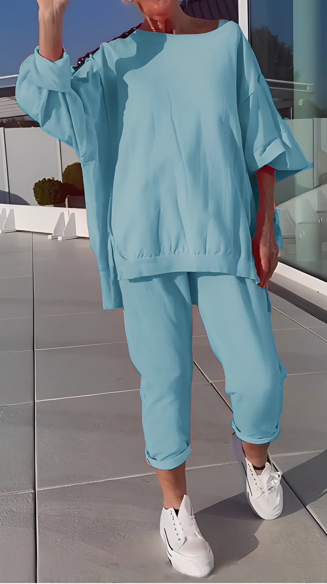 Eleanore - Χαλαρό σετ με φαρδύ πάνω μέρος και παντελόνι για γυναίκες