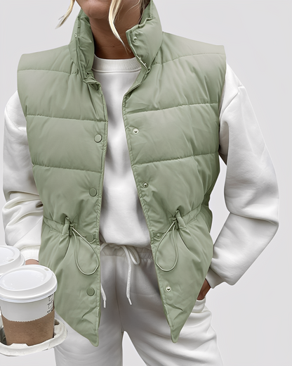 Aimee - Χαλαρό, καπιτονέ γυναικείο μονόκουμπο γιλέκο