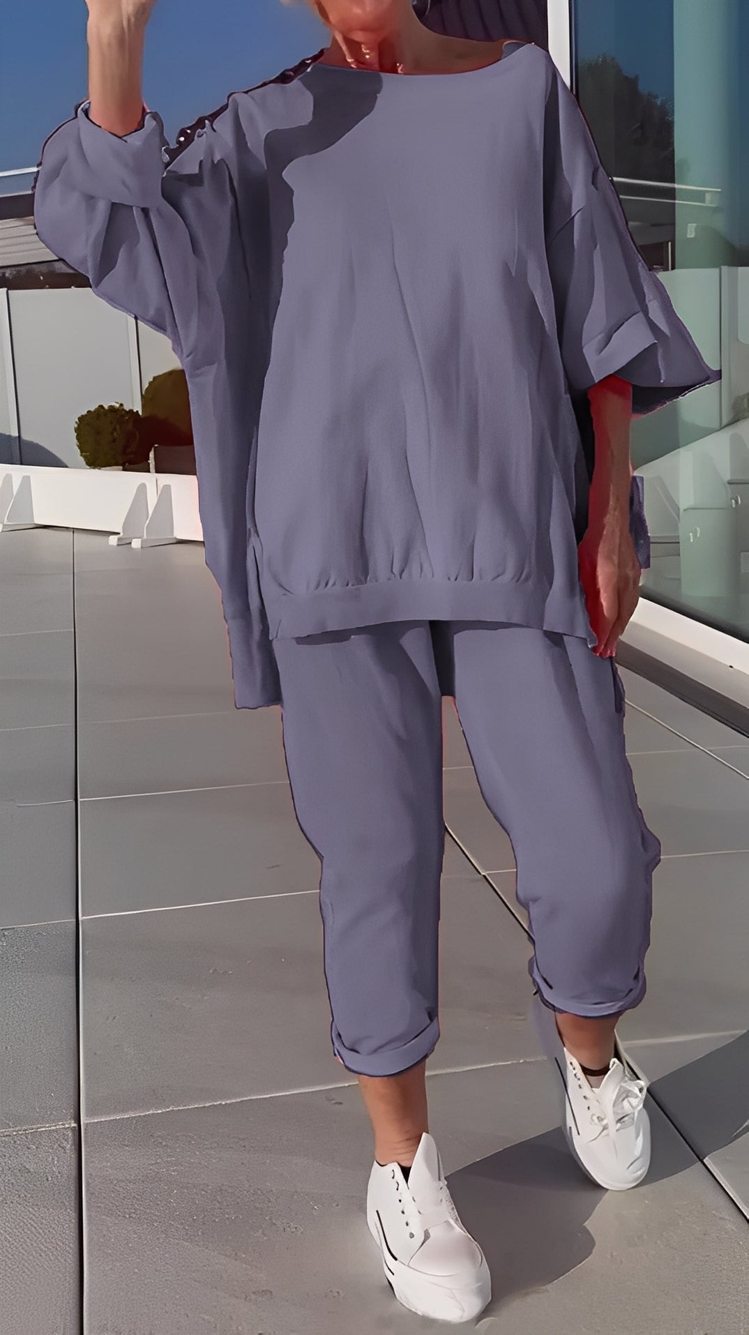 Eleanore - Χαλαρό σετ με φαρδύ πάνω μέρος και παντελόνι για γυναίκες