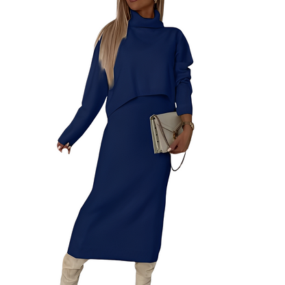 Natalee - Κομψό σύνολο με ζιβάγκο πουλόβερ και φούστα για γυναίκες