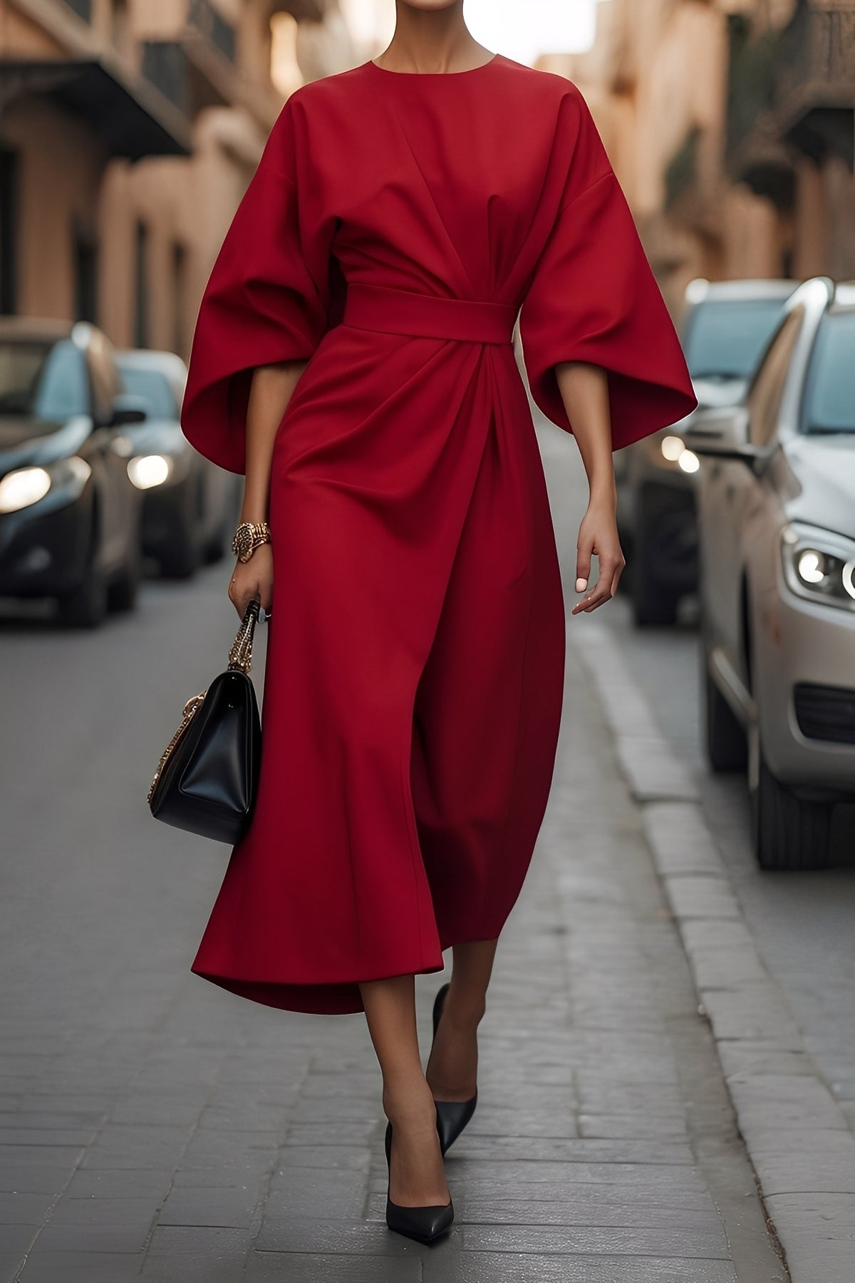 Nicole - Κομψό φόρεμα με φουσκωτά μανίκια για γυναίκες