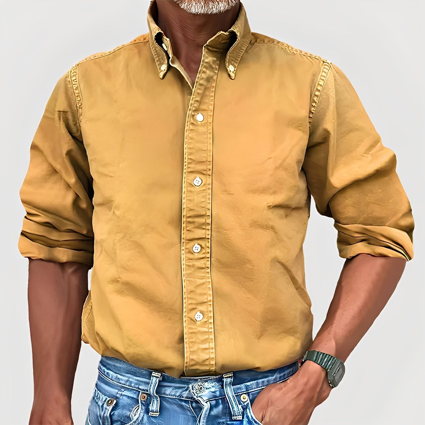 Ronald - Κλασικό-Ανασηκωμένο-Μακρυμάνικο Ανδρικό Πουκάμισο