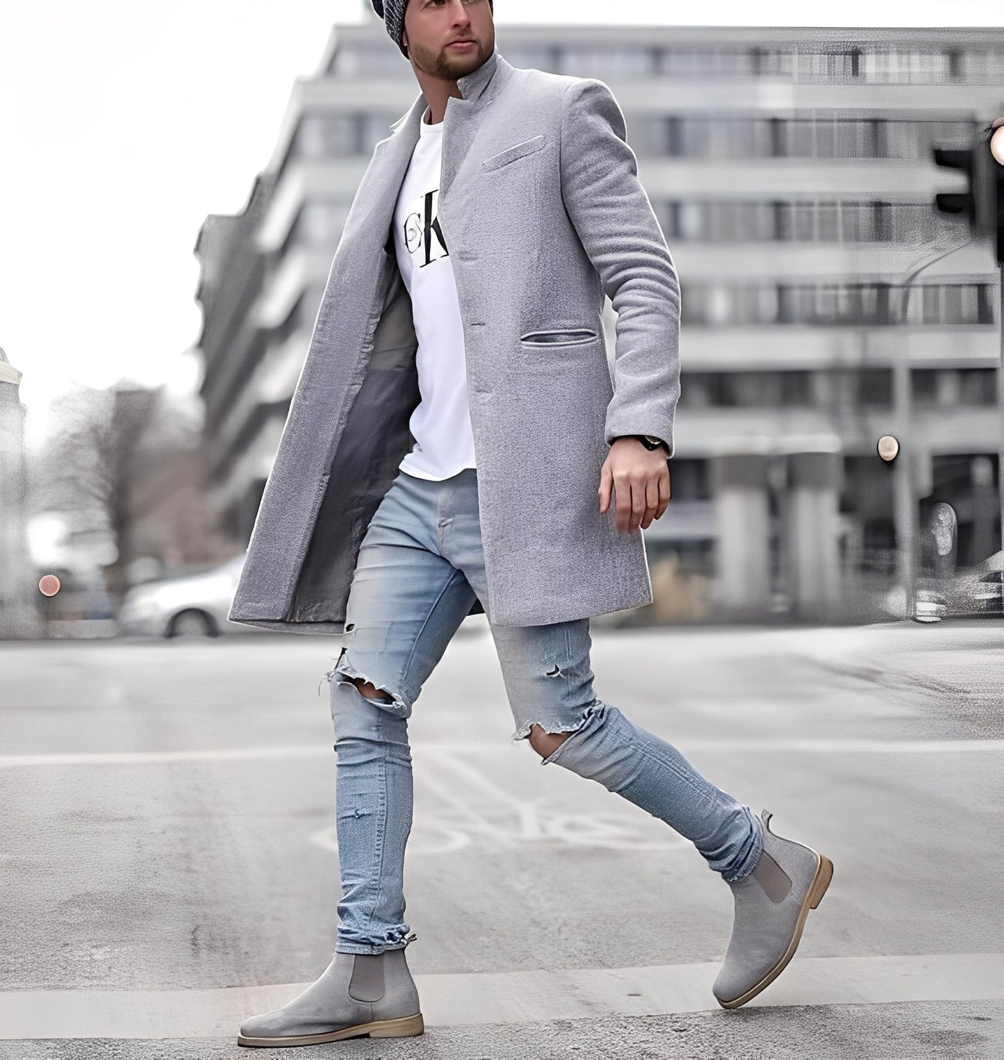 Cordell - Άνετος μακρύς μάλλινος μανδύας για άνδρες