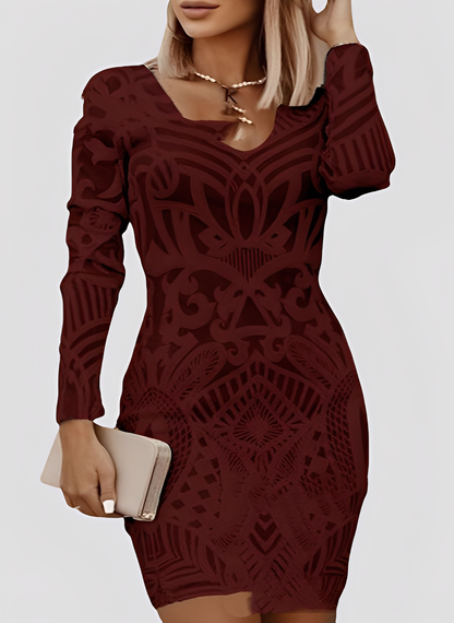 Caitlyn - Κομψό, μακρυμάνικο φόρεμα Slim-Fit για γυναίκες