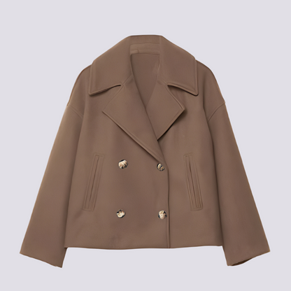 Bethney - Κομψό, κοντό μάλλινο σακάκι με γιακά για γυναίκες