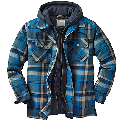 Flynn - Ανδρική κλασική καρό τζάκετα με κουκούλα