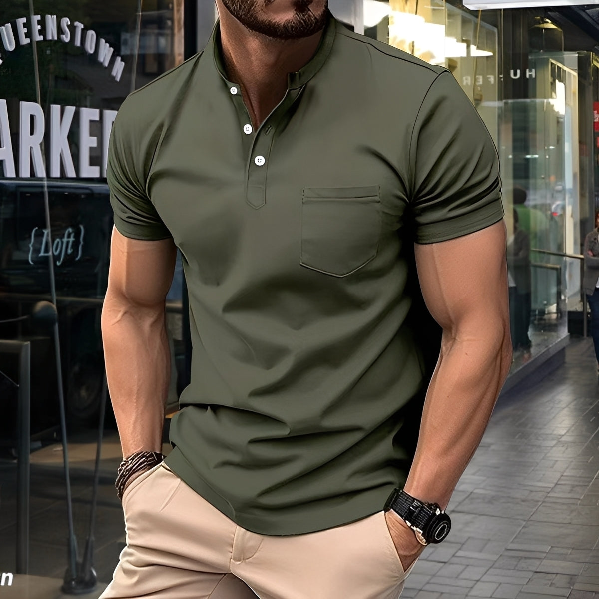 Darwin - Καθημερινό, απλό ανδρικό πόλο με μισό γιακά