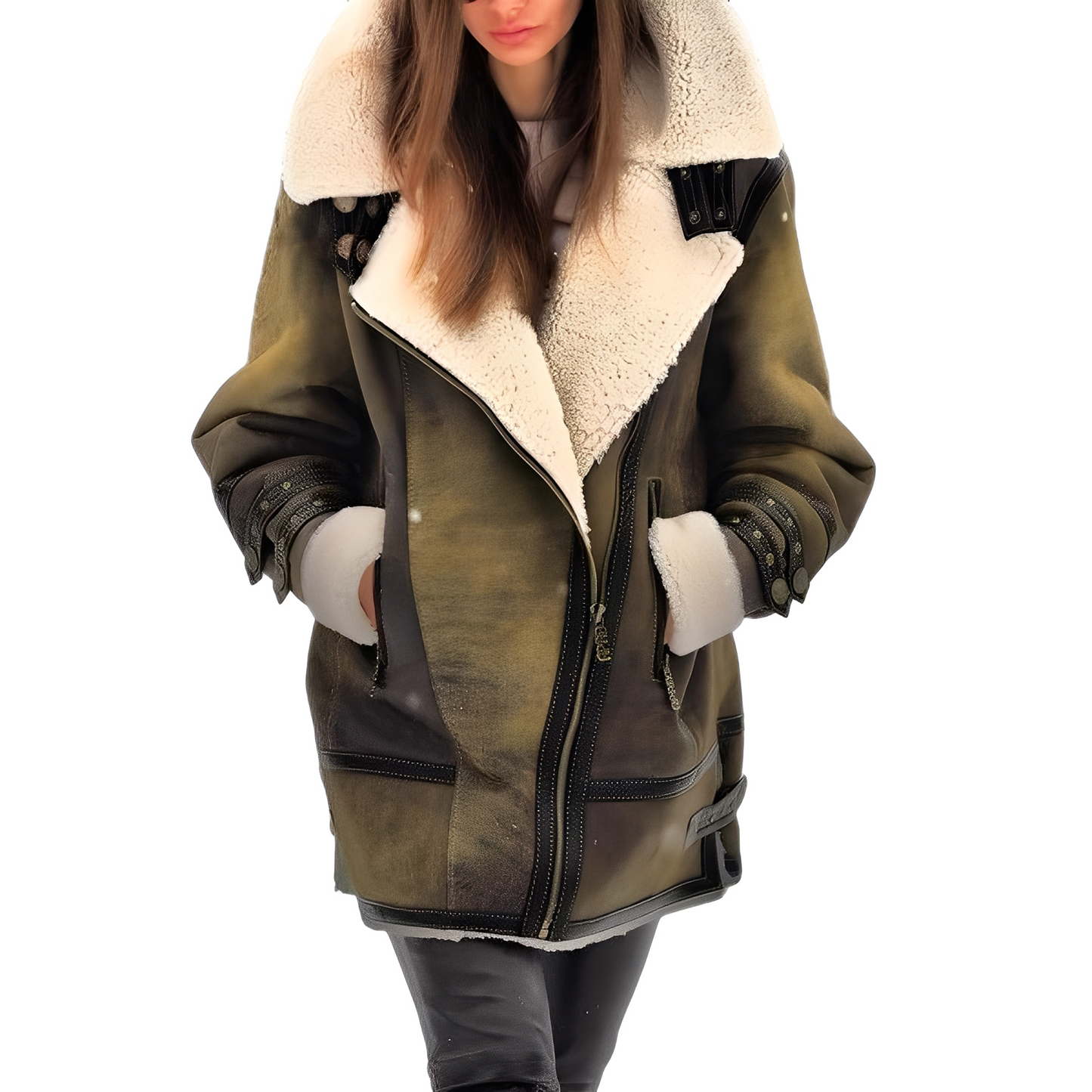 Leilani - Κομψή δερμάτινη ζακέτα με ζεστή επένδυση για γυναίκες