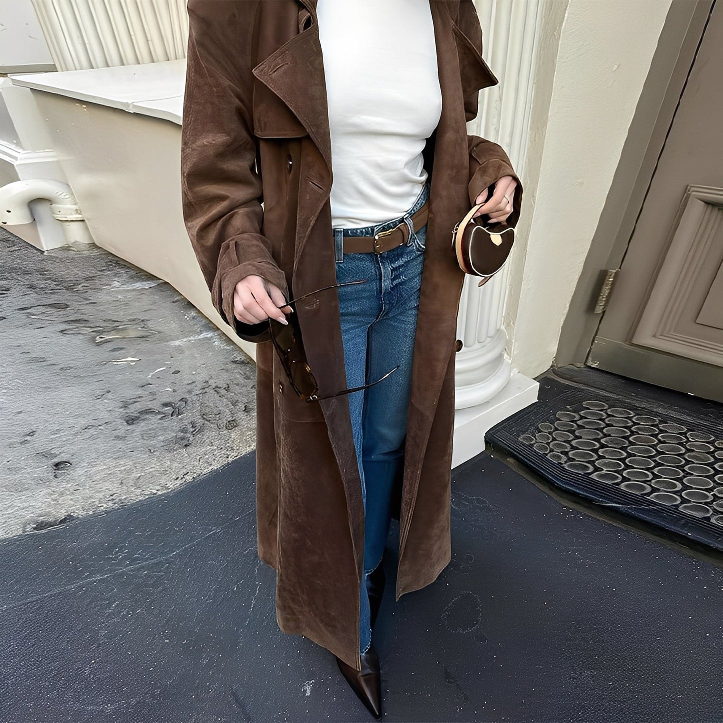 Katrina - Μοντέρνος μακρύς μανδύας διπλής σειράς για γυναίκες