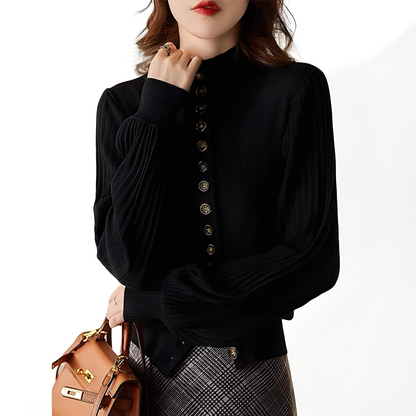 Adelyn - Καθημερινή Πλεκτή Μπλούζα με Μανίκια Φανάρια για Γυναίκες