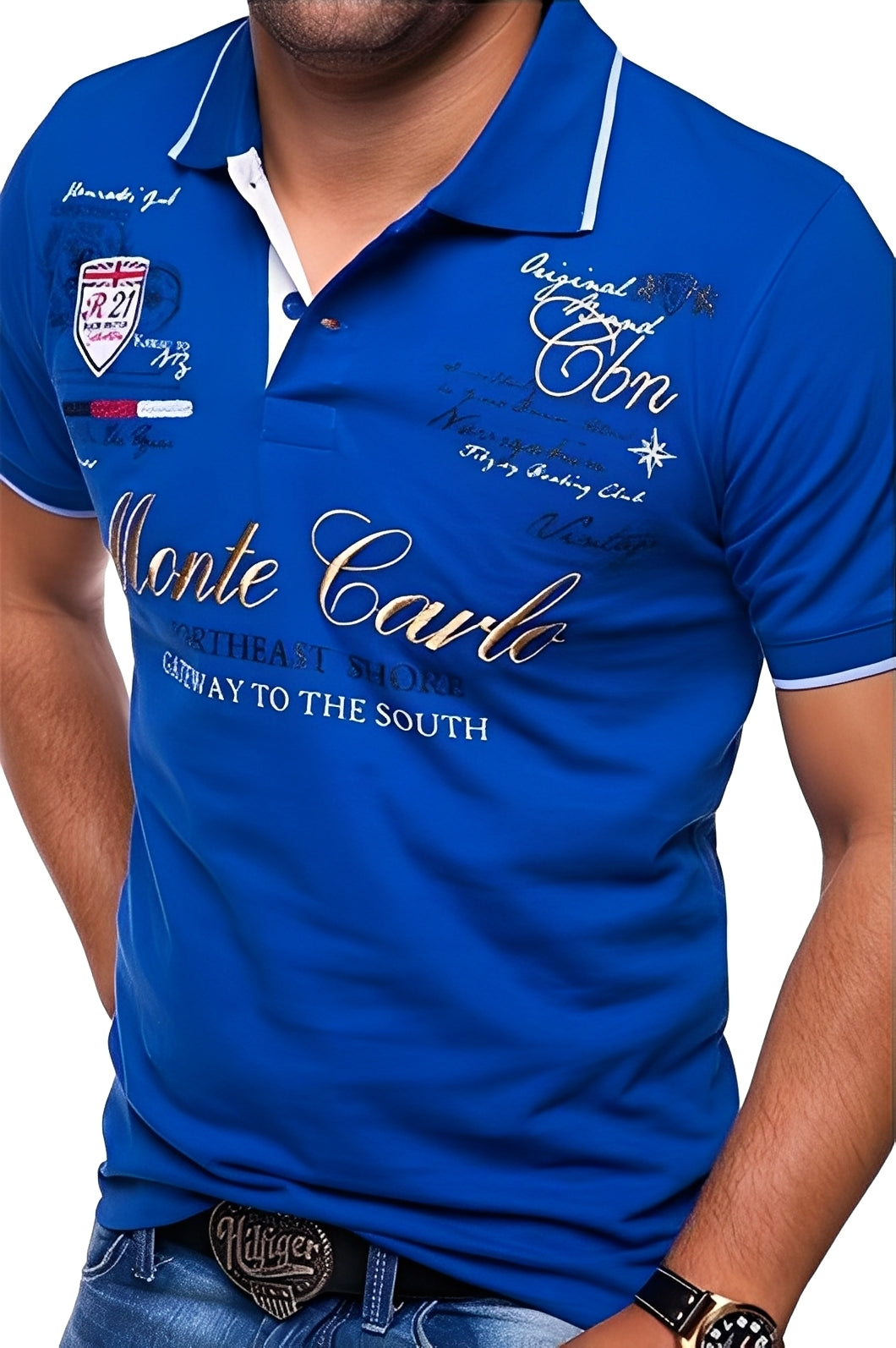 Brent - Άνετο Πόλο μπλουζάκι με εκτύπωση για άνδρες