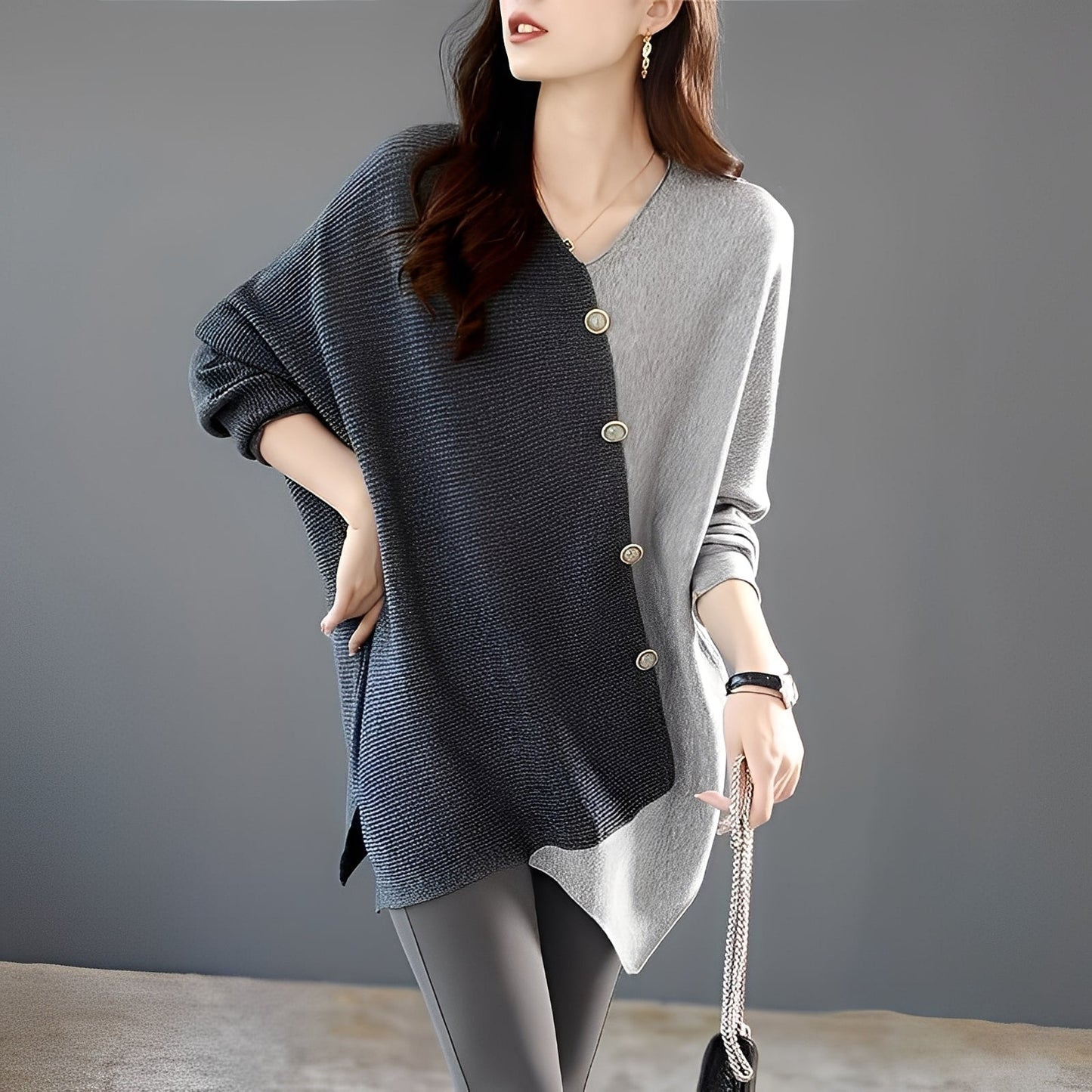 Madilynn - Καθημερινό Πουλόβερ με Σχέδιο Patchwork για Γυναίκες