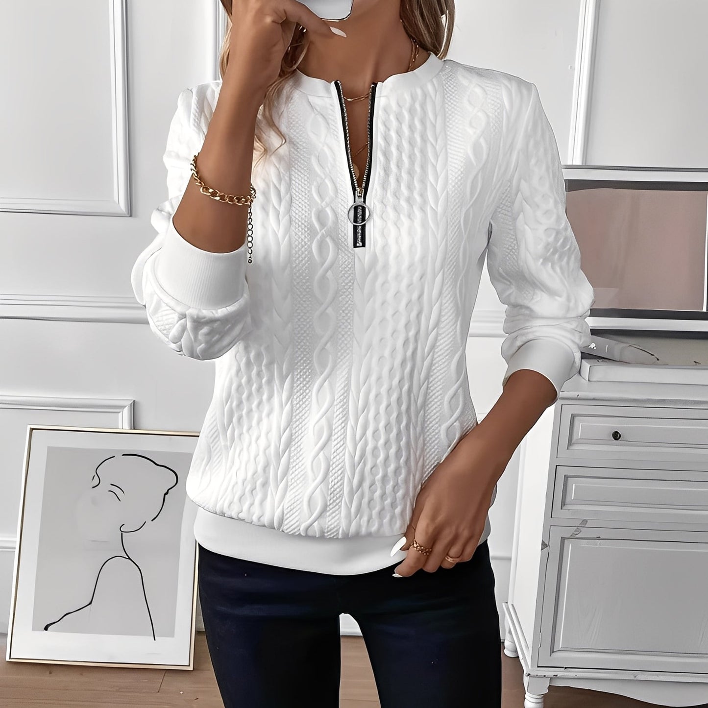 Chesley - Κομψό πλεκτό πουλόβερ με φερμουάρ για γυναίκες