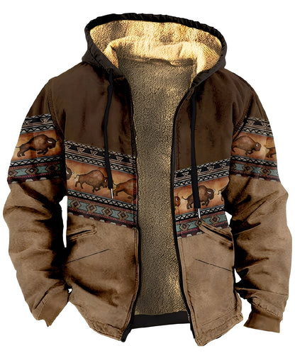 Mervin - Πολύχρωμη βελούδινη ανδρική ζακέτα με κουκούλα