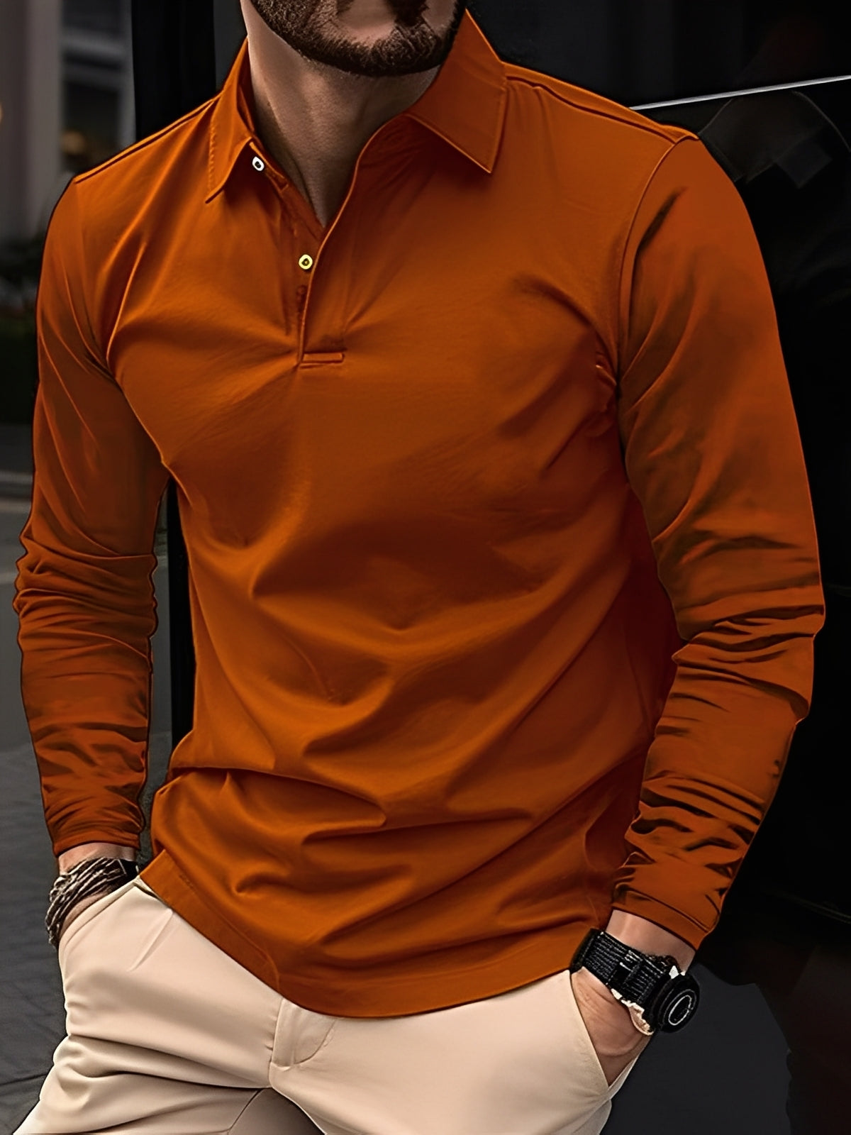 Burton - Κλασικό μακρυμάνικο πόλο πουκάμισο για άνδρες