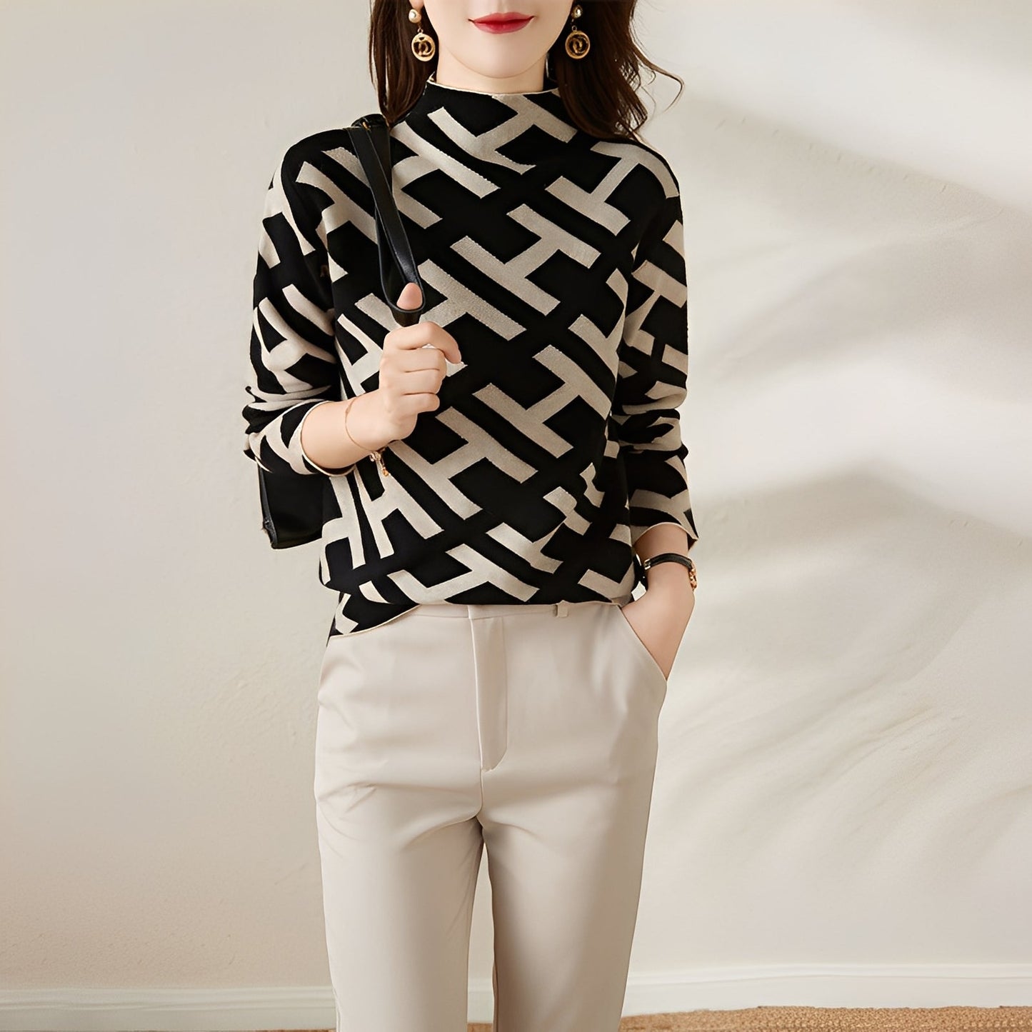 Eleanor - Μοντέρνα Μακρυμάνικη Μπλούζα με Σχέδιο για Γυναίκες