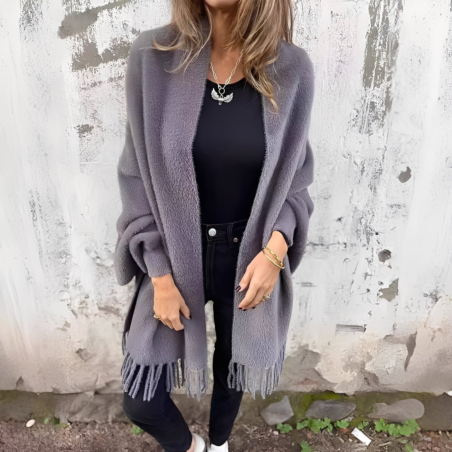 Bethney - Κομψή, χαλαρά πλεγμένη ζακέτα για γυναίκες