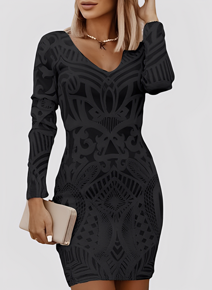 Caitlyn - Κομψό, μακρυμάνικο φόρεμα Slim-Fit για γυναίκες