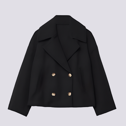 Bethney - Κομψό, κοντό μάλλινο σακάκι με γιακά για γυναίκες