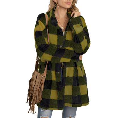 Malvina - Κομψή ζακέτα με μακρύ καρό σχέδιο για γυναίκες