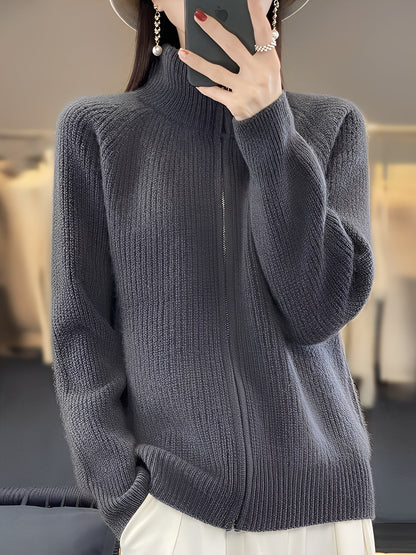 Brylee - Στυλάτη μάλλινη ζακέτα με φερμουάρ για γυναίκες