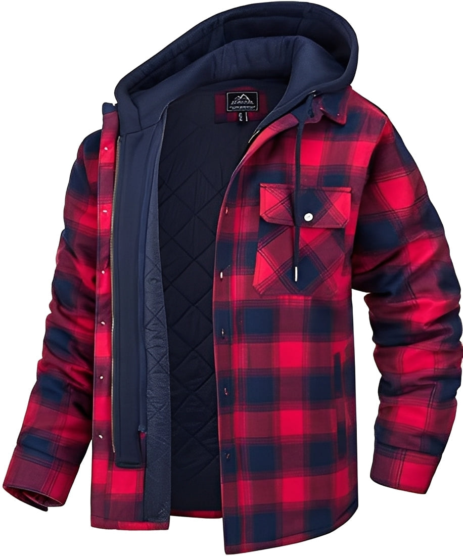 Rodger - Κομψή Καρό Ζακέτα με Κουκούλα για Άνδρες