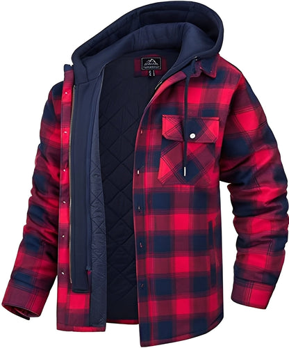 Rodger - Κομψή Καρό Ζακέτα με Κουκούλα για Άνδρες