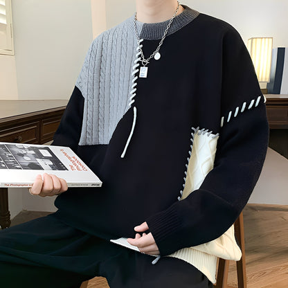 Curtis - Μοντέρνο Fleece Πουλόβερ με Χρωματικά Μπλοκ για Άνδρες