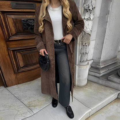 Katrina - Μοντέρνος μακρύς μανδύας διπλής σειράς για γυναίκες