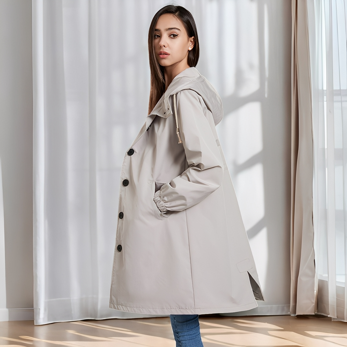 Vivyan - Αδιάβροχη ζακέτα με κουκούλα για γυναίκες