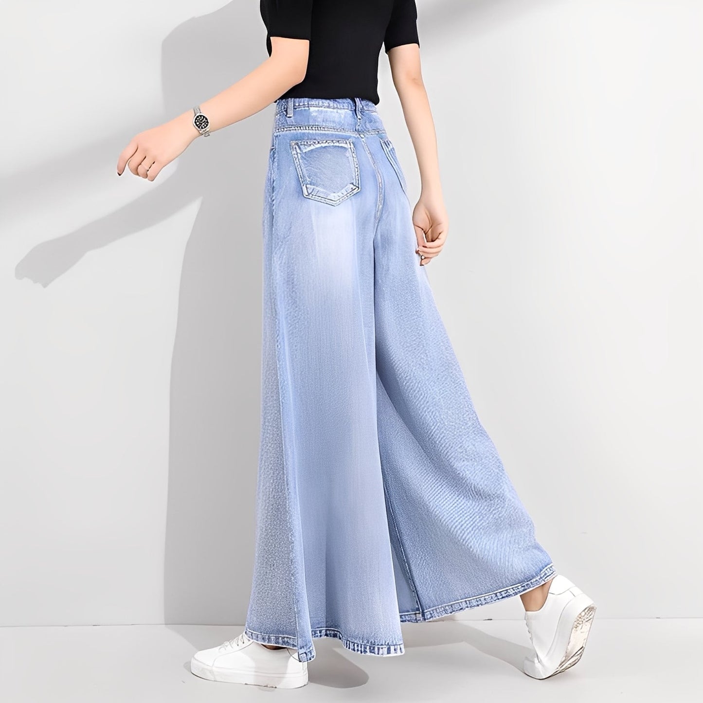 Jasmine - Μοντέρνα γυναικεία παντελόνια με φαρδιά μπατζάκια