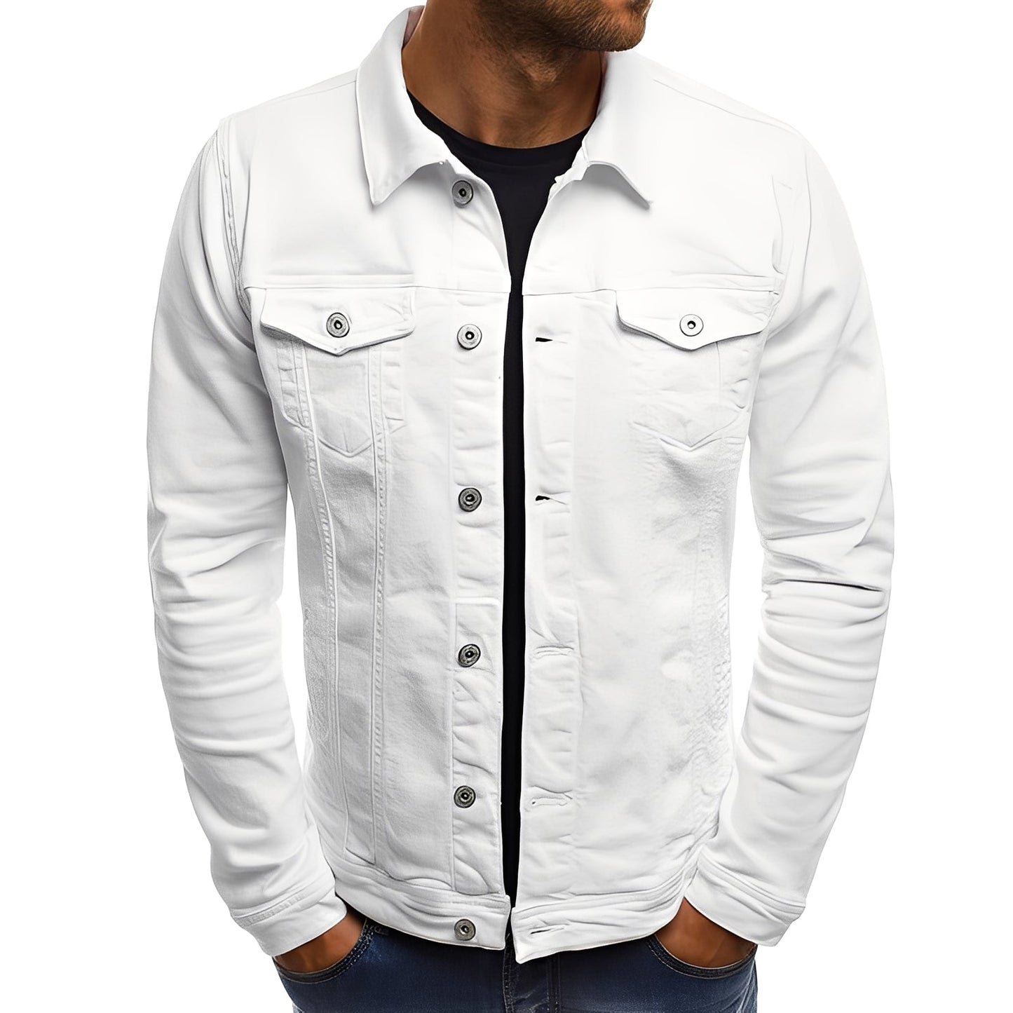 Steven - Κομψή Τζιν Ζακέτα με Τσέπες για Άνδρες