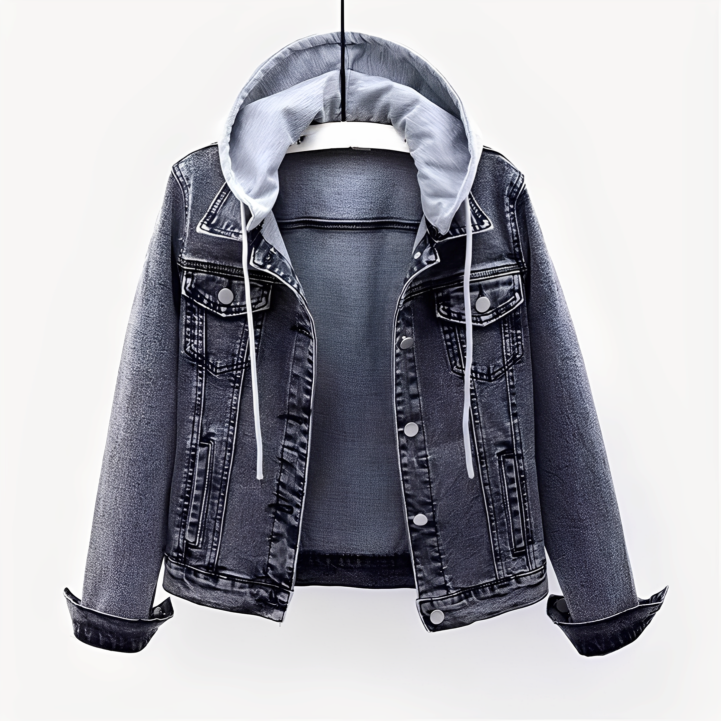 Karolyn - Μοντέρνα τζιν ζακέτα με κουκούλα για γυναίκες