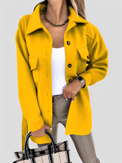 Tiffanie - Μοντέρνα, ελαφριά μάλλινη ζακέτα με γιακά ρεβέρ για γυναίκες