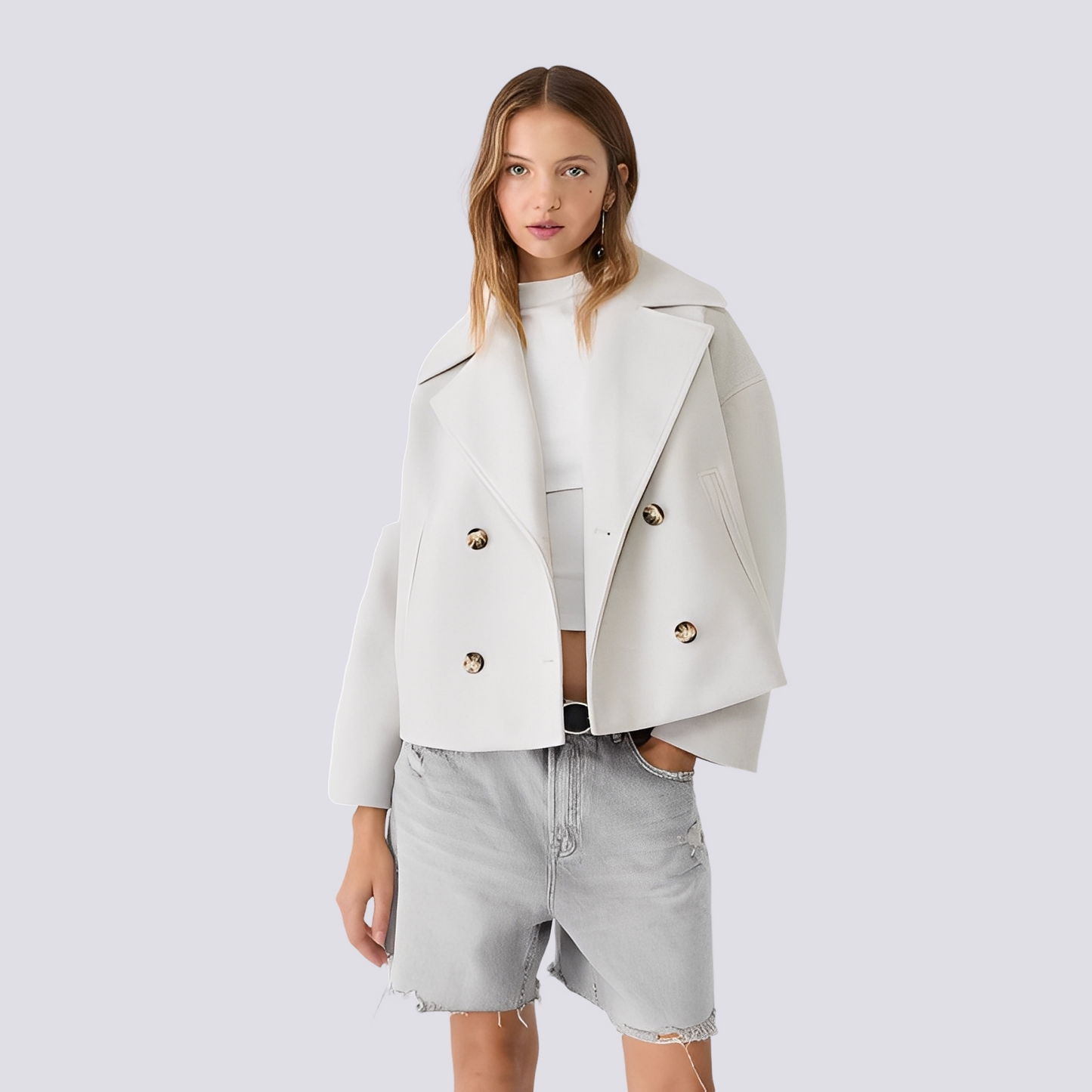 Bethney - Κομψό, κοντό μάλλινο σακάκι με γιακά για γυναίκες