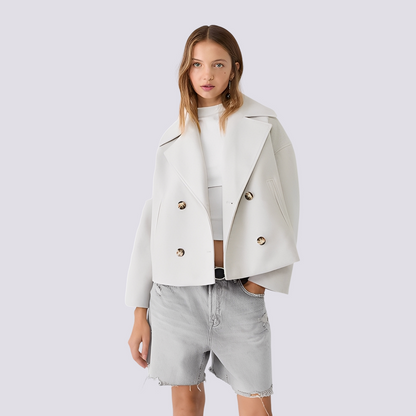 Bethney - Κομψό, κοντό μάλλινο σακάκι με γιακά για γυναίκες