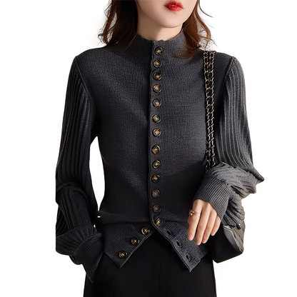 Adelyn - Καθημερινή Πλεκτή Μπλούζα με Μανίκια Φανάρια για Γυναίκες