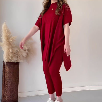 Roxanna - Άνετο χαλαρό γυναικείο πλεκτό σύνολο δύο κομματιών