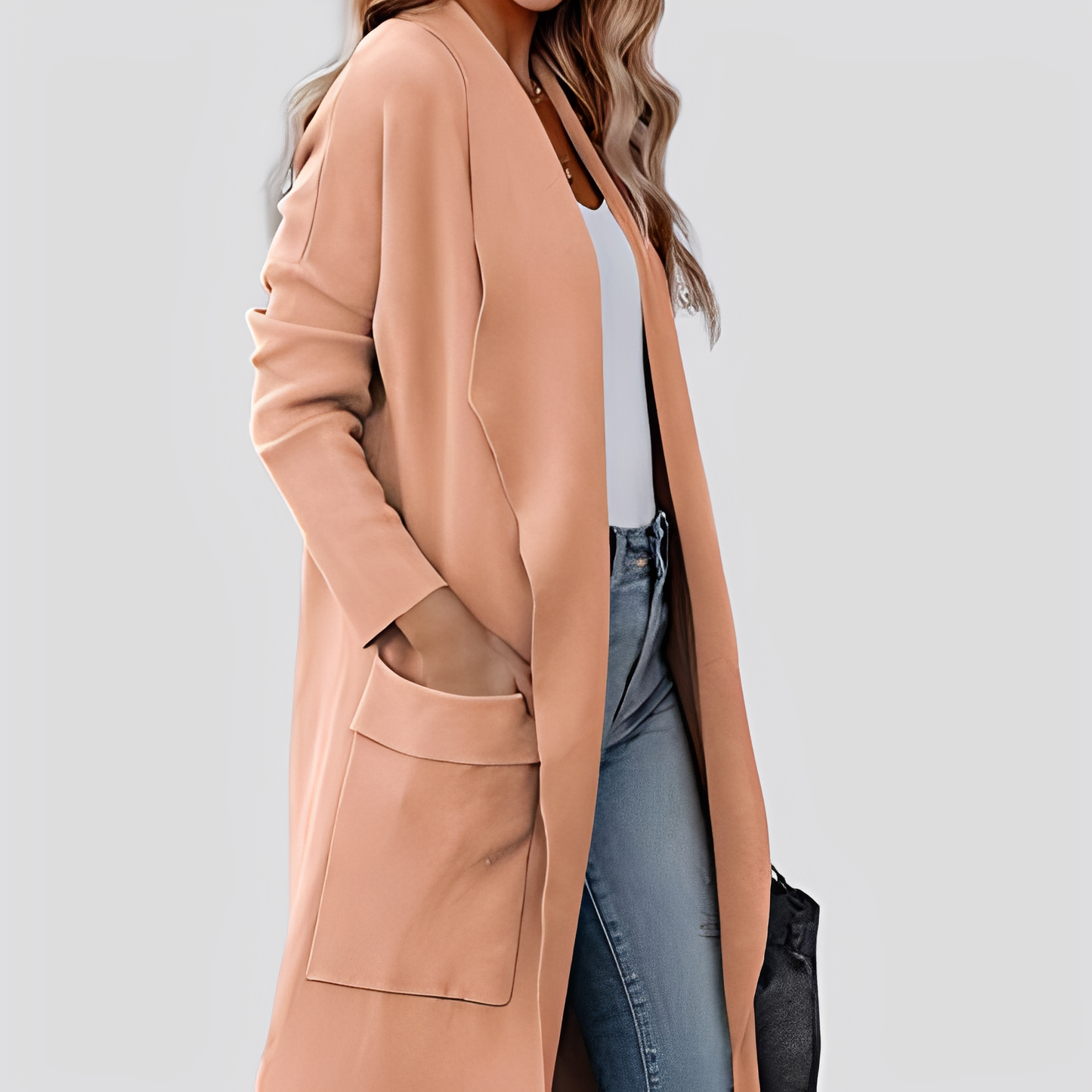 Chantal - Άνετο μακρύ τουίντ πλεκτό ζακέτα για γυναίκες