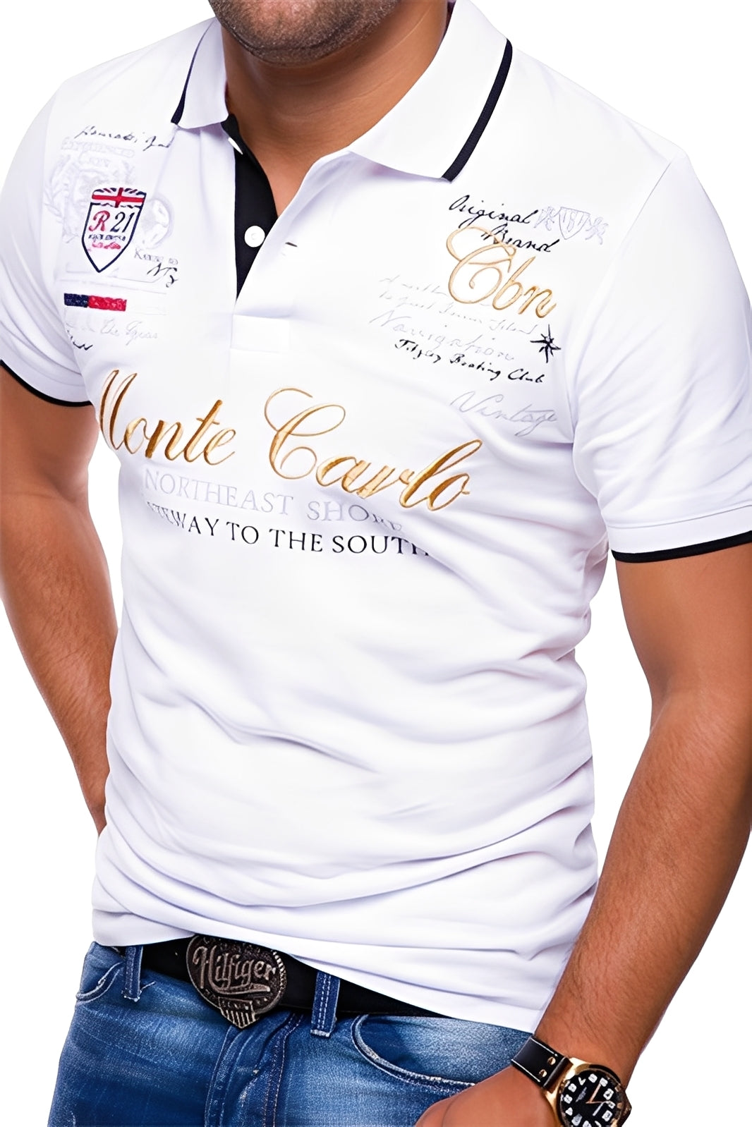 Brent - Άνετο Πόλο μπλουζάκι με εκτύπωση για άνδρες