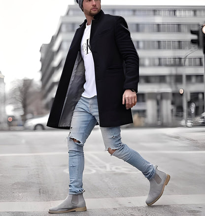 Cordell - Άνετος μακρύς μάλλινος μανδύας για άνδρες