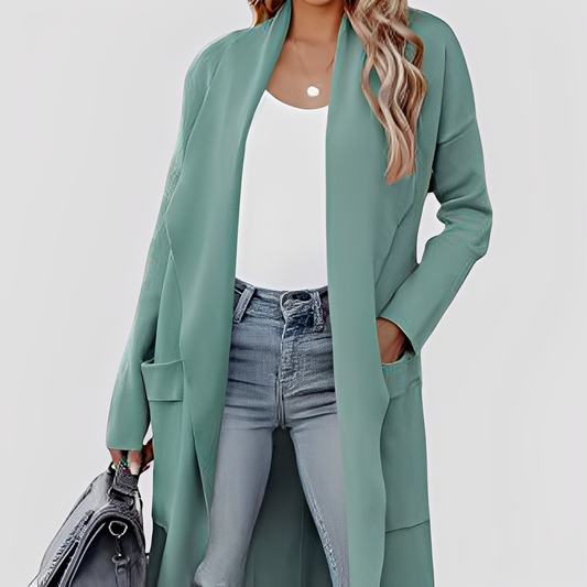 Chantal - Άνετο μακρύ τουίντ πλεκτό ζακέτα για γυναίκες