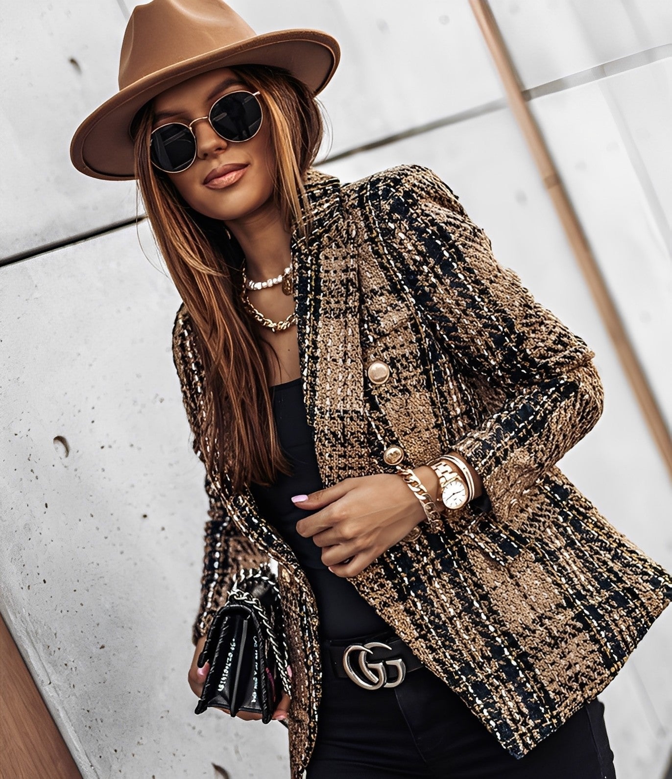 Cheri - Στυλάτο, εφαρμοστό σακάκι με καρό για γυναίκες